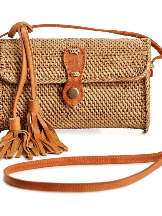 Handbags - Rattan Bags for Women - Handmade Wicker Woven Purse Handbag Circle Boho Bag Bali